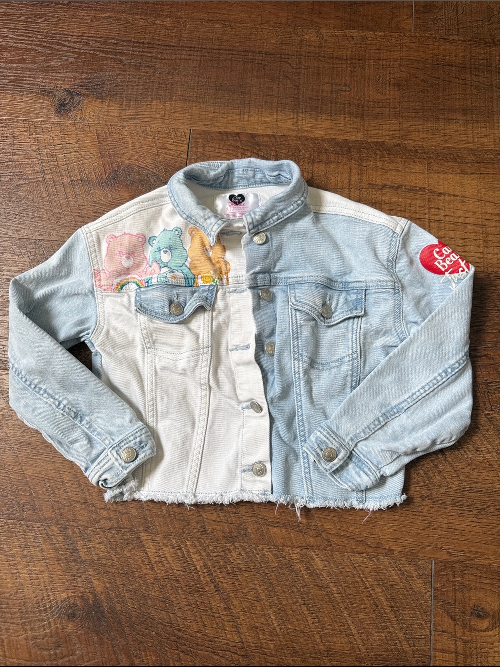 Justice x Care Bears Girls Cropped Denim Jacket Size 7/8
